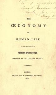 Cover of: The conomy of human life