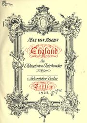 Cover of: England im achzehnten Jahrhundert. by Max von Boehn