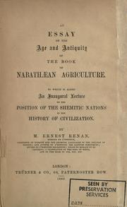 Cover of: essay on the age and antiquity of the Book of Nabathaean agriculture.: To which is added an inaugural lecture on the position of the Shemitic nations in the history of civilization.