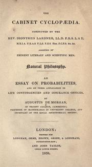 Cover of: essay on probabilities: and on their application to life contingencies and insurance offices
