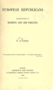 Cover of: European republicans: recollections of Mazzini and his friends