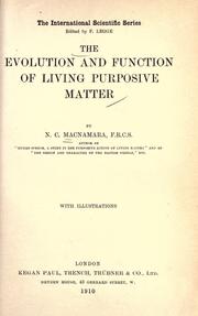 Cover of: evolution and function of living purposive matter