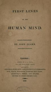 Cover of: First lines of the human mind.