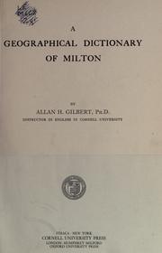 Cover of: A geographical dictionary of Milton.