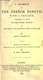 A grammar of the French tongue by Louis Chambaud