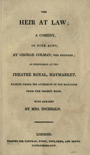 Cover of: The heir at law by George Colman