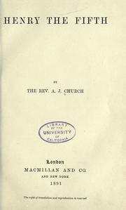 Cover of: Henry the Fifth by Alfred John Church