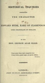Cover of: Historical inquires repecting the character of Edward Hyde, earl of Clarendon, lord chancellor of England.