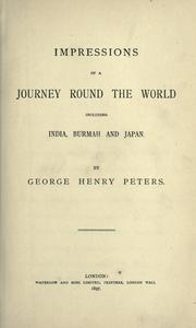 Cover of: Impressions of a journey round the world including India, Burmah and Japan