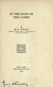 In the days of the comet by H. G. Wells