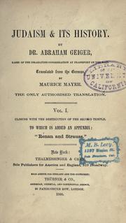 Cover of: Judaism & its history by Abraham Geiger