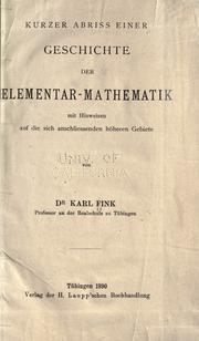 Cover of: Kurzer Abriss einer Geschichte der Elementar-Mathematik: mit Hinweisen auf die sich anschliessended höheren Gebiete