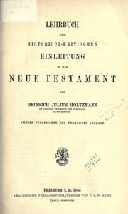 Cover of: Lehrbuch der historisch-kritischen Einleitung in das Neue Testament.