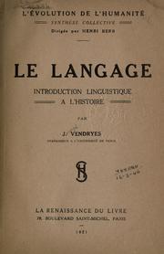 Cover of: Le langage: introduction linguistique à l'histoire.