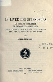 Cover of: livre des splendeurs: la grande grammaire