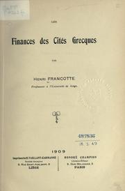 Cover of: finances des cités grecques