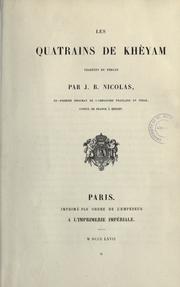 Cover of: Les quatrains de Khèyam