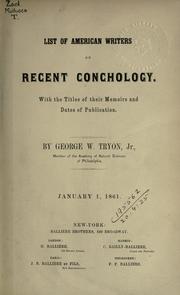 Cover of: List of American writers on recent conchology. by George Washington Tryon