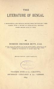 Cover of: The literature of Bengal by Romesh Chunder Dutt