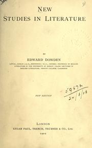 New studies in literature by Dowden, Edward