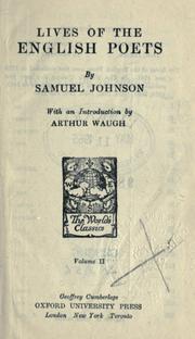 Cover of: Lives of the English poets.: With an introd. by Arthur Waugh.