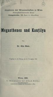 Cover of: Megasthenes und Kautilya.