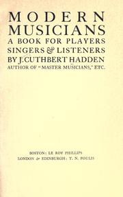 Cover of: Modern musicians: a book for players, singers & listeners