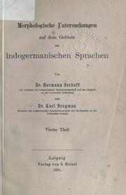 Cover of: Morphologische Untersuchungen auf dem Gebiete der indogermanischen Sprachen.