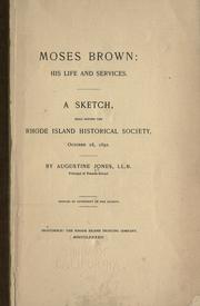 Cover of: Moses Brown: his life and services. by Jones, Augustine