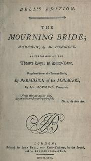Cover of: The mourning bride: a tragedy.