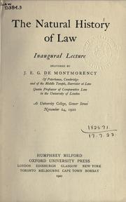 Cover of: The natural history of law.