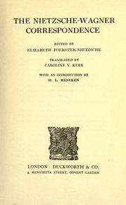 Cover of: The Nietzsche-Wagner correspondence