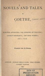 Cover of: Novels and Tales by Johann Wolfgang von Goethe