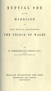 Cover of: Nuptial ode on the marriage of His Royal Highness the Prince of Wales