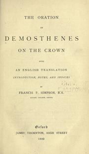 Cover of: The oration of Demosthenes on the crown by Demosthenes
