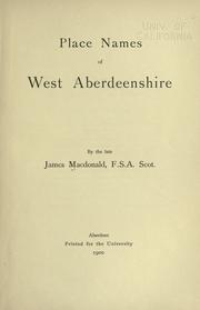 Cover of: Place names of West Aberdeenshire.