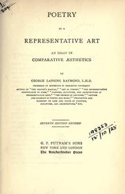 Cover of: Poetry as a representative art: an essay in comparative æsthetics.