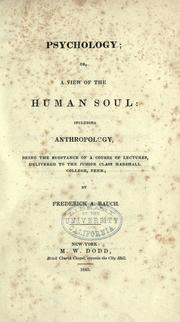 Cover of: Psychology; or, a view of the human soul by Friedrich August Rauch
