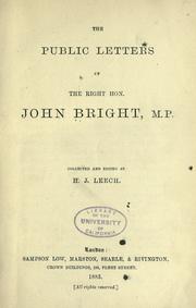 Cover of: The public letters of John Bright.