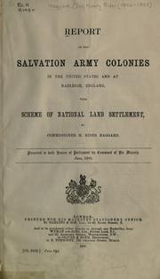 Cover of: Report on the Salvation Army colonies in the United States and at Hadleigh, England: with Scheme of national land settlement