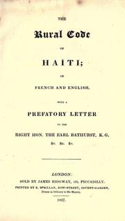 Cover of: rural code of Haiti: in French and English.