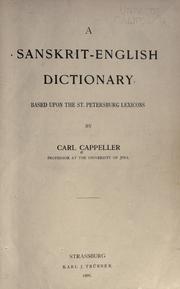 Cover of: Sanskrit-English dictionary: based upon the St. Petersburg lexicons