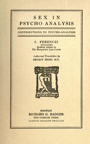 Cover of: Sex in psycho-analysis by Sándor Ferenczi