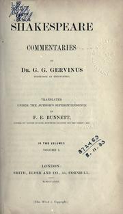Cover of: Shakespeare commentaries. by Gervinus, Georg Gottfried
