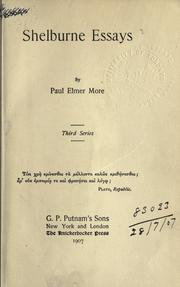 Shelburne essays by More, Paul Elmer