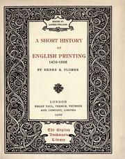 Cover of: A short history of English printing, 1476-1898 by Henry Robert Plomer