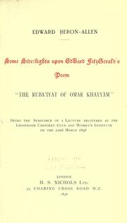 Cover of: Some side-lights upon Edward FitzGerald's poem: "The ruba'iyat of Omar Khayyam"