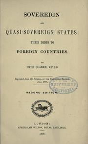 Cover of: Sovereign and Quasi sovereign states: their debts to foreign countries.