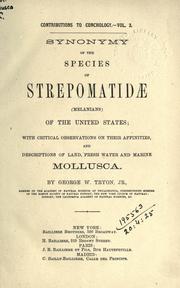 Cover of: Synonymy of the species of Strepomatidae (melanians) of the United States by George Washington Tryon