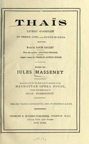Cover of: Thaïs: lyric comedy in three acts and seven scenes